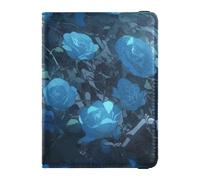 Funda para pasaporte de piel con texto "To Die Surrounded by Blue Roses", resistente al agua, Morir rodeado de rosas azules, 1 size