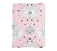 Funda para pasaporte de piel de melocotón estilo bohemio misterioso para viajes, organizador de documentos de viaje, cartera de pasaporte de viaje con ranura para tarjeta de vacunación para hombres