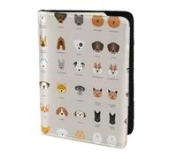 Funda para pasaporte de piel de vacuno con estampado de raza de perro, funda para pasaporte, funda para tarjetas de viaje para hombres y mujeres, protector de documentos, Negro -, Talla única