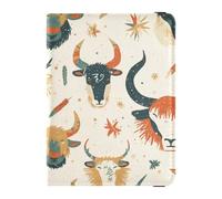 Funda para pasaporte de piel pastel con patrón de vaca bohemio, ultrafina, para documentos de viaje