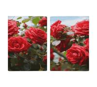 Funda para pasaporte de piel sintética con ranuras para tarjetas, diseño de arbusto en el jardín, diseño de rosas rojas, cartera minimalista con cremallera