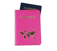 Funda para pasaporte, de piel sintética, organizador para pasaporte, billetes, tarjetas de embarque, Rosa Rojo, como se muestra