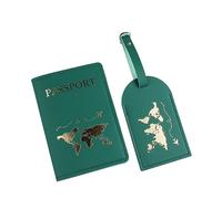Funda para pasaporte de poliuretano para mujeres y hombres, viajes, amantes de la moda, pareja, boda, regalo, Green, 2 piece set