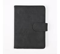 Funda para pasaporte de viaje de piel sintética, antirrobo, multifuncional, clip de documentos con múltiples ranuras para billetes de avión y tarjetas de identificación, Negro, Classic
