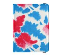 Funda para pasaporte decorativa de cuero teñido anudado azul y rojo para viajes, funda para pasaporte de vacunación, ultra delgada, Tinte azul y rojo, 1 size