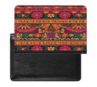 Funda para pasaporte estilo bohemio de arte popular mexicano para documentos de viaje, de piel sintética, tarjetero de crédito, bolsillo frontal minimalista, cartera para pasaporte, funda delgada y