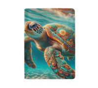 Funda para pasaporte para mujer, color pastel, teñido batik, con ranuras para tarjetas, Tortuga de Mar Bohemia