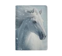 Funda para pasaporte y tarjeta de embarque para hombre, Winter Snow and Horse