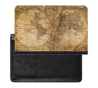 Funda para pasaporte y tarjeta de vacunación con diseño de mapa de la Tierra Vieja