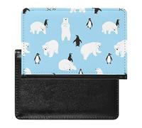Funda para pasaporte y tarjeta de vacunación con diseño de oso polar, pingüino, amigos, funda protectora de viaje, cartera impresa