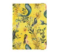 Funda para pasaporte y tarjeta de vacunación de sirenas, color amarillo, funda impermeable para pasaporte de viaje, para hombres y mujeres
