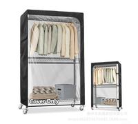 Funda para perchero con cremallera, impermeable, a prueba de polvo, tela Oxford 210D, protector de barra de ropa con panel frontal de PVC transparente y bolsillos laterales para armarios de metal (36