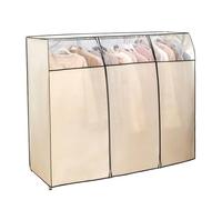 Funda para perchero con cremallera, material no tejido, ventana visual, cremalleras delanteras y traseras, cubierta para colgador en forma de X, cubierta para perchero de ropa (240 x 52 x 120)