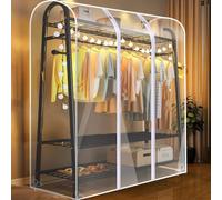 Funda Para Perchero, Ropa Colgar Armario Con Cremallera, Cubierta Para Barra,Percheros No Incluida (Size : Transparent)