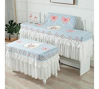 Funda para piano con diseño de encaje de poliéster con dibujos animados y sin soporte de música, cubierta para el polvo de un solo asiento doble para piano (cojín de taburete individual, estilo 5)