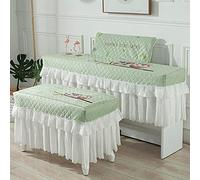 Funda para piano con diseño de encaje de poliéster con diseño de dibujos animados, con soporte de música, cubierta de polvo impresa para un solo asiento, doble taburete para piano (138 x 48, estilo 6)