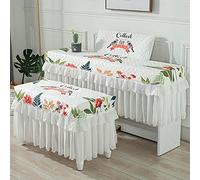 Funda para piano con diseño de encaje de poliéster y dibujos animados con soporte de música, cubierta de polvo impresa para un solo asiento doble taburete para piano (138 x 48 soporte de música,