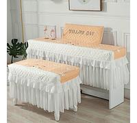 Funda para piano con diseño de encaje de poliéster y dibujos animados con soporte de música, cubierta de polvo impresa para un solo asiento doble taburete para piano (132 x 30 soporte de música,