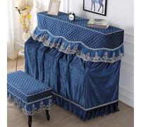Funda Para Piano Cubierta De Piano Vertical Terciopelo Piano Cubierta Moda Piano Vertical Cubierta Polvo Sun Guard Instrumentos Accesorio Decoración-Blue||Piano Cover+Single Stool Cover