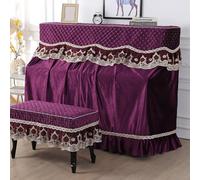 Funda Para Piano Cubierta De Piano Vertical Terciopelo Piano Cubierta Moda Piano Vertical Cubierta Polvo Sun Guard Instrumentos Accesorio Decoración-Purple||Piano Cover+Double Stool Cover
