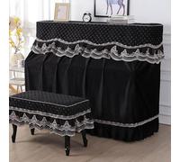 Funda Para Piano Cubierta De Piano Vertical Terciopelo Piano Cubierta Moda Piano Vertical Cubierta Polvo Sun Guard Instrumentos Accesorio Decoración-Black||Piano Cover+Double Stool Cover
