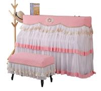 Funda Para Piano De Cola Conjuntos de fundas Piano vertical encaje, funda protectora General, for asientos taburete, decoración del hogar(Pink,Piano - Single Stool)