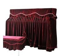 Funda Para Piano De Cola Funda for Piano, funda completa de tela terciopelo dorado, for eléctrico, for taburete, juego grueso dos piezas(Red,Single Stool Set)