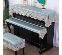 Funda para piano vertical, 150cm Upright Piano Multicolor Lace Velvet Ruffle Cover Stool & Keyboard Multi Sizes(Green,Only Piano Cover 85 * 220cm)