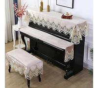 Funda para piano vertical, 150cm Upright Piano Multicolor Lace Velvet Ruffle Cover Stool & Keyboard Multi Sizes(Light Coffee,Only Piano Cover 85 * 220cm)