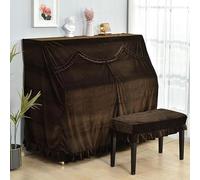 Funda para piano vertical, Funda for piano vertical con funda for taburete, volantes de terciopelo multicolor, 150 cm, varios tamaños(Coffee,(Extra Piano+Single Stool) Cover)