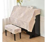 Funda para piano vertical, Gold Lace Ruffle Upright Piano Cover With Stool Multicolor Multiple Sizes(Golden Garden,Double stool cover 76 * 36cm)