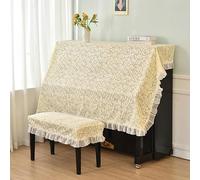Funda para piano vertical, Gold Lace Ruffle Upright Piano Cover With Stool Multicolor Multiple Sizes(Lace,(Piano+Double Stool) Cover)