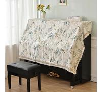 Funda para piano vertical, Gold Lace Ruffle Upright Piano Cover With Stool Multicolor Multiple Sizes(Green Branches,Double stool cover 76 * 36cm)