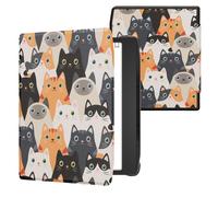 kwmobile Carcasa Compatible con Pocketbook Era/Era Color Funda - Funda con Tapa y Cierre magnético de Cuero sintético - Gatitos