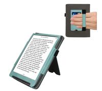 kwmobile Carcasa Compatible con Pocketbook InkPad 4 / Color 3/2 / Vivlio InkPad 4 Funda - Funda con Stand Agarre de Mano y Tarjetero - Menta/Gris Oscuro