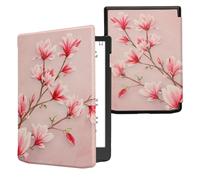 kwmobile Carcasa Compatible con Pocketbook InkPad 4 / Color 3/2 / Vivlio InkPad 4 Funda - Funda con Tapa y Cierre magnético de Cuero sintético - Magnolias