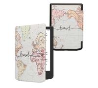 kwmobile Carcasa Compatible con Pocketbook Verse/Verse Pro/Verse Color/Vivlio Light/Light HD Funda - Funda con Tapa y Cierre magnético de Cuero sintético - Mapa Mundial
