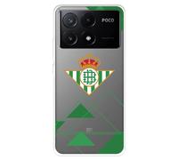 Funda para Poco X6 Pro del Real Betis Balompié Escudo Fondo Transparente para Proteger tu móvil. Capa de Silicona Flexible con Licencia Oficial Real Betis Balompié