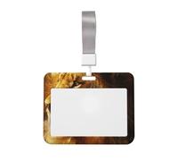 Funda para porta credencial con diseño de león majestuoso bajo la luz del sol dorada, cuerda para colgar y protección para el pecho.