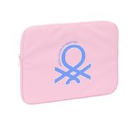 Safta BENETTON Pink - Funda para Portátil 14'', Mochila, Ideal para Niños de Diferentes Edades, Cómoda y Versátil, Calidad y Resistencia, 34x2x25 cm, Color Rosa claro