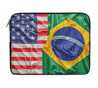 Funda para Portátil Banderas De Estados Unidos Y Brasil Maletin Portatil Personalizado Multicolor Protectora para Portátiles, para Mujer, Hombre, Computadoras, 15In