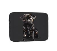 Funda para portátil con diseño de perro carlino negro, escala estándar 2_00x, regalo para hombres y mujeres para viajes al extranjero