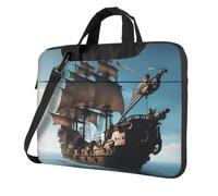 Funda para portátil con estampado de barco pirata, funda portátil de un solo hombro, compatible con 13 a 15.6 pulgadas, Negro -, 14 inch