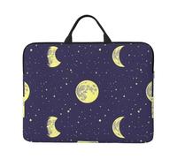 Funda para portátil con estampado de cielo con lunas y estrellas de 35.6 cm, asa portátil, viaje de negocios, bolsillo para accesorios para laptop, tableta, Cielo con lunas y estrellas, Talla única
