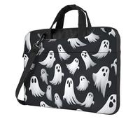 Funda para portátil con estampado de fantasma blanco con diseño de Halloween, 1 funda portátil de un solo hombro, compatible con 13 a 15.6 pulgadas, Negro -, 14 inch
