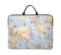 Funda para portátil con estampado de mapas del mundo, ligera, impermeable, para trabajo, viajes, viajes