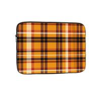 Funda para portátil de 12 pulgadas, color naranja y negro, a cuadros, para mujeres y hombres, resistente al agua, bolsa de transporte para computadora de negocios, a prueba de golpes