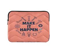Funda para portátil de 13 a 14 pulgadas, bonito eslogan inspirador: Make It Happen, bolsillos para computadora portátil para viajes de negocios y trabajo