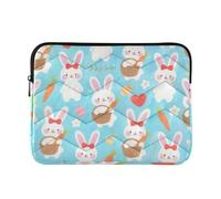 Funda para portátil de 13 a 14 pulgadas con clase, bolsa de almacenamiento para portátil Happy Easter Bunny Rabbit Blue Case con cremallera para viajes de negocios
