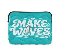Funda para portátil de 13 a 14 pulgadas de grosor, eslogan inspirador: Make Waves, bolsas de computadora con cremallera para viajes y trabajo